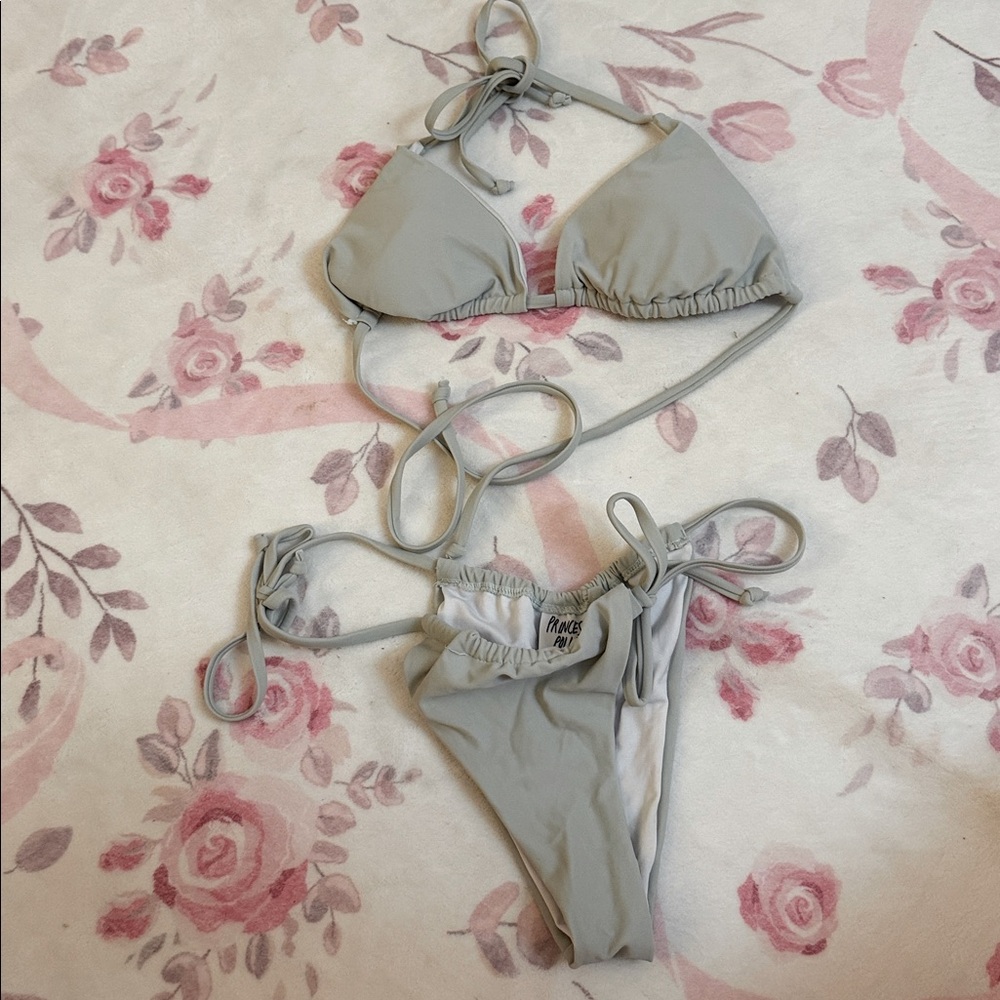 Princess Polly Olive Green Triangle String Bikini Set
